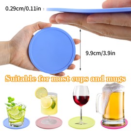 Classicseali 4pcs Coaster for Office Desk,Round Cup Coasters for Table, Silicone Desktop Coasters, Non-Slip, Heat-Resistant, for Table, Office, Bar Furniture Protection, Hot Cup Mat, 4 Colors