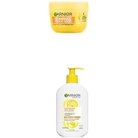 Kit Garnier Express Aclara Vitamina C: Sérum Limpiador 100ml + Hidratante Toque Seco 85g. Con Ácido Hialurónico y Niacinamida. Ilumina, unifica y reduce manchas en 34% con efecto mate