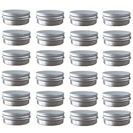 Paquete de 48 latas redondas de aluminio con tapa de rosca de 2 oz/60ml, recipientes de almacenamiento de metal resistentes a la oxidación con tapa de rosca para bálsamo labial, cosméticos, velas