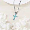 Grmdit Cross Necklace with Crown 925 Sterling Silver Turquoise Cross