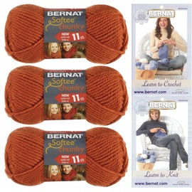 Bernat Softee Chunky Solid Yarn Bundle Super Bulky #6, 3 Skeins Pumpkin 28630