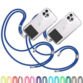 TBOC 2X Cell Phone Lanyard [Cobalt Blue] - Comfortable Universal Smartphone Lanyard - Easy to Use Neck Phone Holder [Black Patch] - Adjustable Length Phone Strap Crossbody - Fits All Mobile Phones