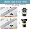 HOISGEAR Drain Fitting, Sink without Overflow, Pop-Up Valve for Washbasin,