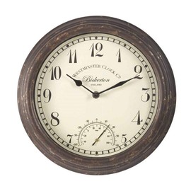 Smart Garden Bickerton Indoor Outdoor Garden Clock 12" / 30cm | Temperature Gauge Wall Clock