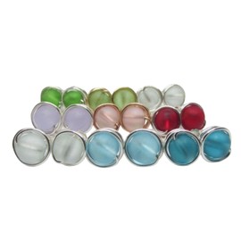 Tiny Wire-Wrapped Sea Glass Stud Earrings- 9 Colors- Sterling Silver / 14K Gold Filled Posts- Beach Lover Gift Jewelry