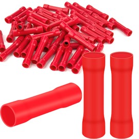 50x Butt Connectors 0.5-1.5 mm² Crimp Connectors Red Cable Lugs PVC Insulated Butt Connector BV Cable Connector