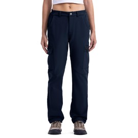 TBMPOY - Pantalones cargo de senderismo para mujer, impermeables, resistentes al viento, forro polar softshell, marino, M