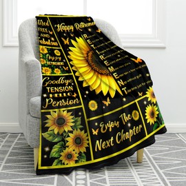 Jekeno Sunflower Blanket Retirement Gifts for Woman, Sunflowers Throw Decor Gifts for Women Sunflower Lovers Mom Teacher Nurse Coworkers, Retirement Party Decoration for Home Living Room Bed Couch