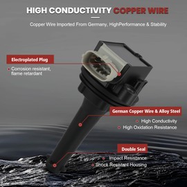 UF517 Ignition Coil Pack and Iridium Spark Plugs Set of 5 Compatible with Volvo C30 S40 V50 V70 2004-2011 2.4L Replaces#30713417, AP5325