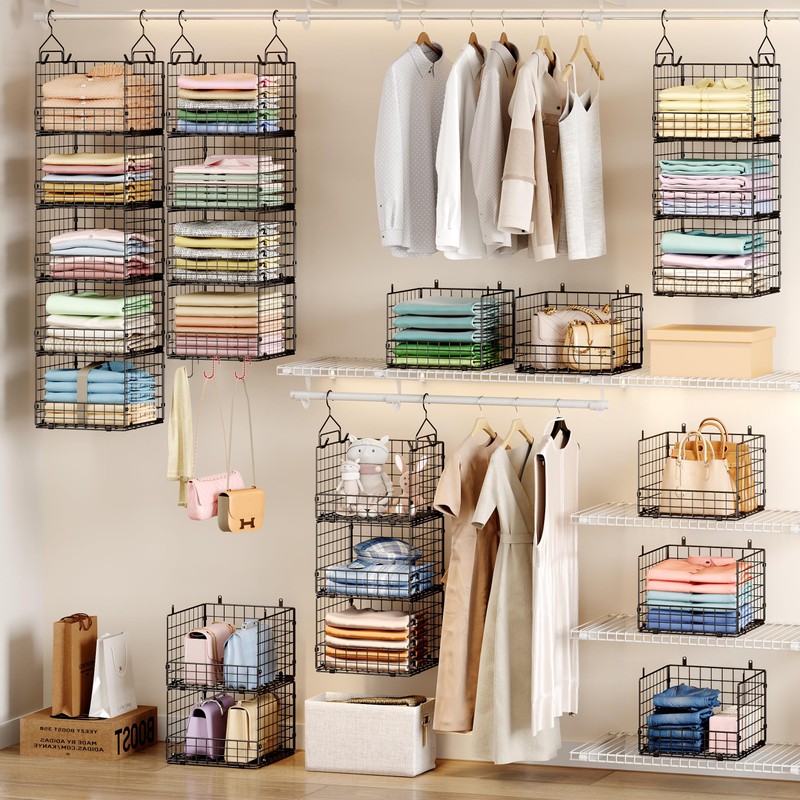 Sonyabecca 5-Tier Hanging Closet Organizer – Black Closet Storage Shelves