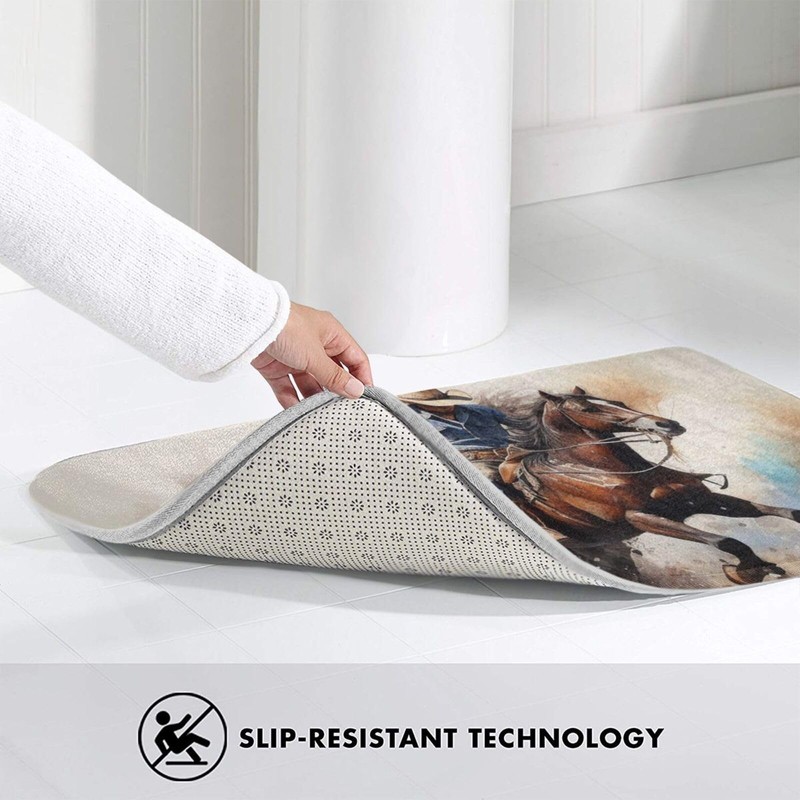 WUCCZHU Flannel Bath Mat - Non-Slip Quick-Dry Bathroom Rug with