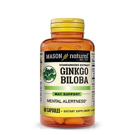 MASON NATURAL Ginkgo Biloba - Improve Mental Alertness, Supports Optimal Brain Function, Herbal Supplement, 60 Capsules