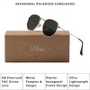 Htms Hexagonal Polarized Sunglasses for Men Women Trendy Metal Frame