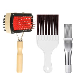 BOJACK Air Conditioner Condenser Fin Cleaning Brush Kit, Fridge Coil Cleaning Brush Supplies, Evaporator Radiator Fin Repair & Fridge Cleaning Tool, Stainless Steel HVAC Coil Cleaner for AC(Pack of 3)