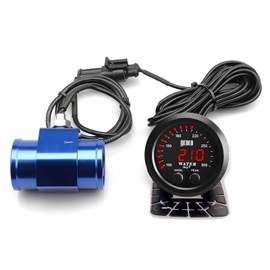 ZHSYMX - Medidor universal de temperatura del agua de 52 mm, 100-300 F (38-150 C), LED digital rojo, DC12 V/24 V, para automóvil y automóvil con adaptador de sensor de radiador de tubo conjunto, azul,