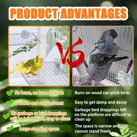Bird Perches Platform,Stainless Steel Shelves for Bird Cage,Parrot Platform Perches for Birds-Safe Bird Shelf Stand for Cage Accessories,Suitable for Small to Large Birds(Rectangle)