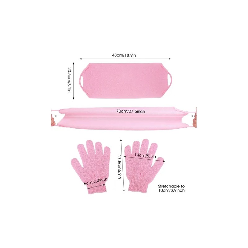 Paquete De 3 Guantes Exfoliantes Para Espalda Y Cuerpo