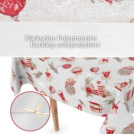 ANRO Oilcloth Tablecloth Christmas Tablecloth Washable Oilcloth Christmas Tablecloth Christmas Decoration 160 x 140 cm