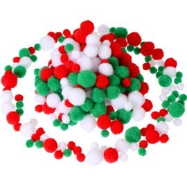 300 Stücke Verschiedene Pom Poms Fluffy Pom Balls Kleine Craft Pompons für DIY und Dekorationen, 3 Größen (Rot, Weiß, Grün)