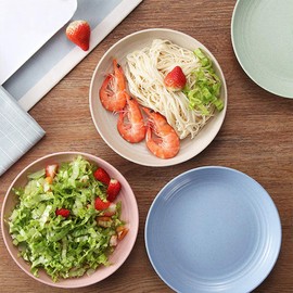4 Pcs Lightweight Wheat Straw Plates, 7.8" Unbreakable Dinner Plates, Anti-fallen, Dishwasher Microwave Safe Plates (beige)