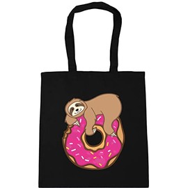 Hippowarehouse Sloth donut Tote Shopping Gym Beach Bag 42cm x38cm, 10 litres