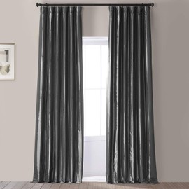 HPD HALF PRICE DRAPES Signature Faux Silk Blackout Curtains for Bedroom & Living Room 50 X 84 Solid Thermal Insulated Window Treatment Curtain (1 Panel), PTCH-HBO005-84, Tablet Grey