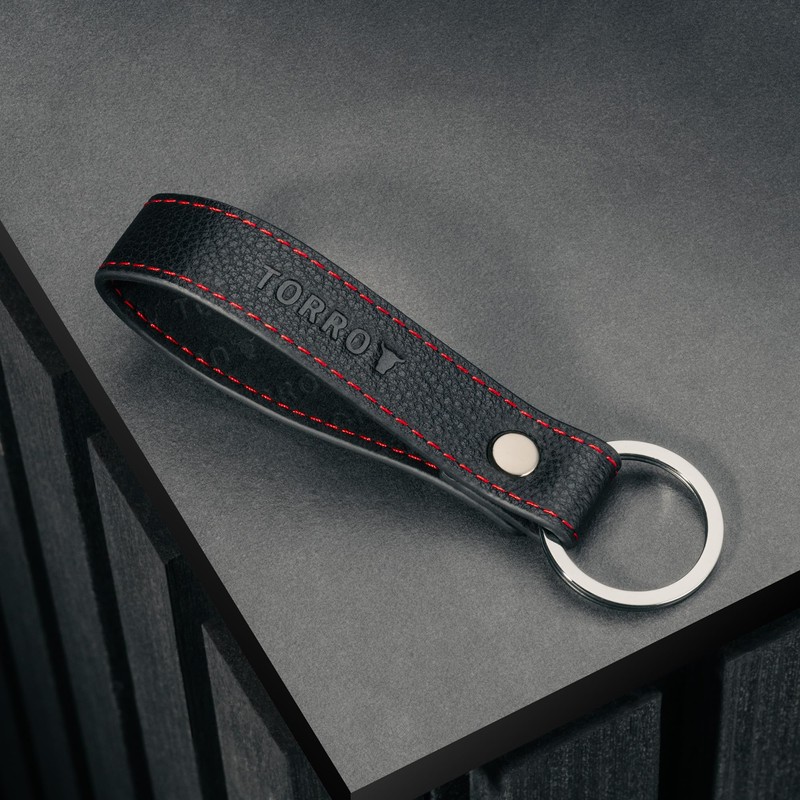 TORRO High Quality Leather Brushed Metal Split Ring Key Ring