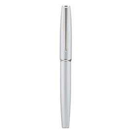 Hong Dian A3 - Pluma estilográfica de aluminio plateado, punta extrafina, diseño de lujo, pluma de escritura suave con convertidor y estuche de metal 