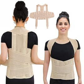SEVEN MINE Faja Lumbar Corrector Postura Espalda  Soporte Dorsolumbar Ortopédico con Varillas Metálicas y Refuerzo Lateral, 50 Algodón Transpirable,  