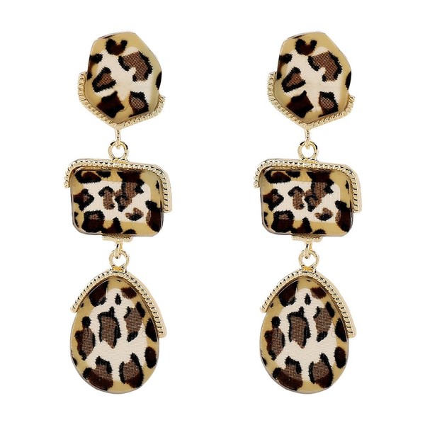 Acrylic Leopard Print Dangle Earrings for Women Gold Plated Resin