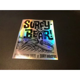 Surfy Industries SurfyBear CUSTOM 4x3 Silver Metallic STICKER