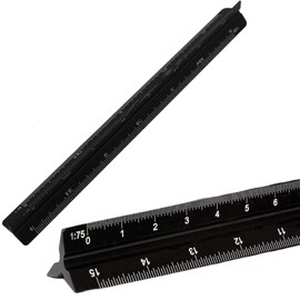 BLOOPIC Triangular Scale Aluminum Alloy Scale Ruler, 5.9 inches (15 cm), Ruler, For Architectural and Architectural Drawings, Drafting Supplies, Scale Ruler, 1:20/1:25/1:50/1:75/1:100/1:125, Storage