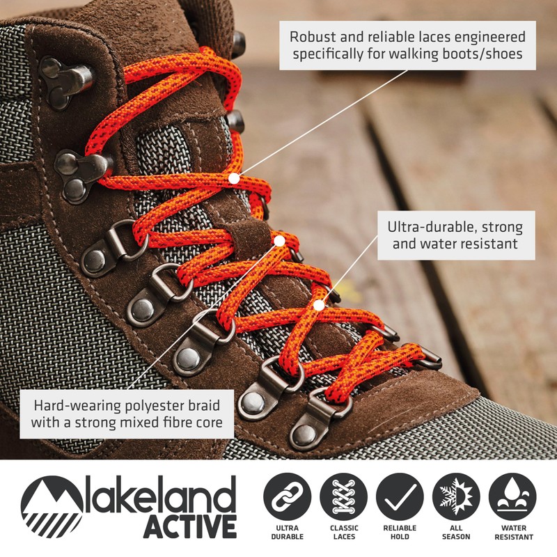 Lakeland Active Grasmoor Walking Boot Laces - Neon Orange -