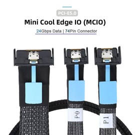 xiwai PCI-E 5.0 MCIO STR PCI-E Mini Cool Edge IO 8i 74Pin Male to Dual MCIO 38Pin Male High Speed Extender Data Cable 50cm