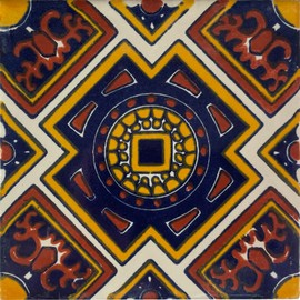 Fine Crafts Imports 4.2x4.2 9 pcs Mora Talavera Mexican Tile