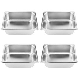 HOIGON 4 Pack 1/2 Size Steam Table Pan, 4 Inch Deep Stainless Steel Hotel Pan, Anti-Jam Steam Pan Half Size Hotel Pans for Buffet, Restaurants, Catering