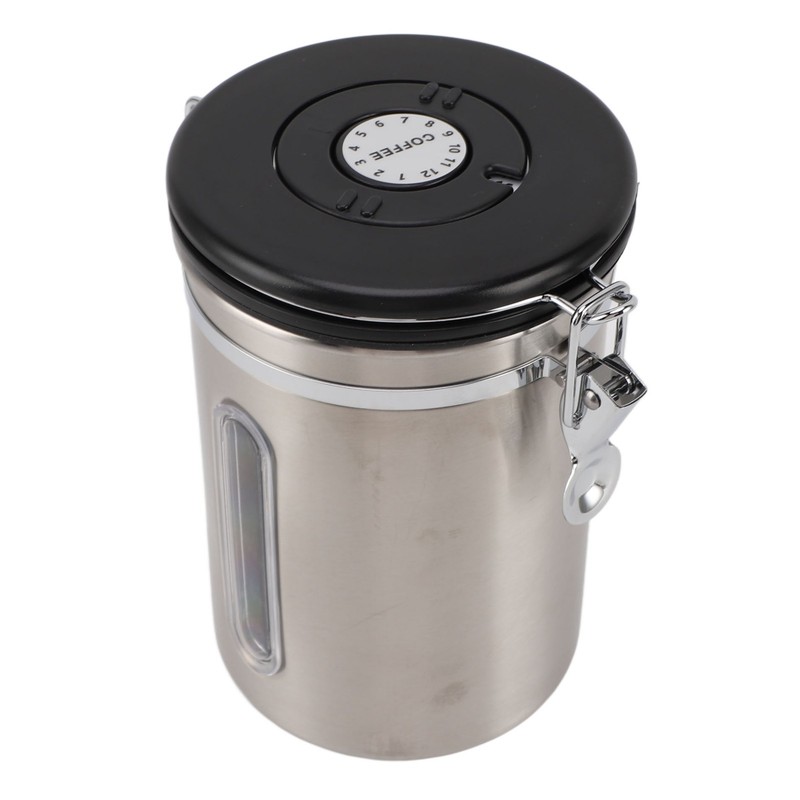 Coffee Canister 1800ml 304 Stainless Steel Window Design One Way