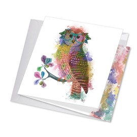 The Best Card Company - Big Funny Birthday Greeting Card (8.5 x 11 Inch) - Colorful Animal Notecard for Kids - Funky Rainbow Wildlife Owl JQ4948BBDG-US