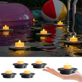Solar Floating Pool Lights, 5-Pack Solar-Powered Float Candles Lamps Tea Light for Pond Party Garden Backyard Outdoor Decor