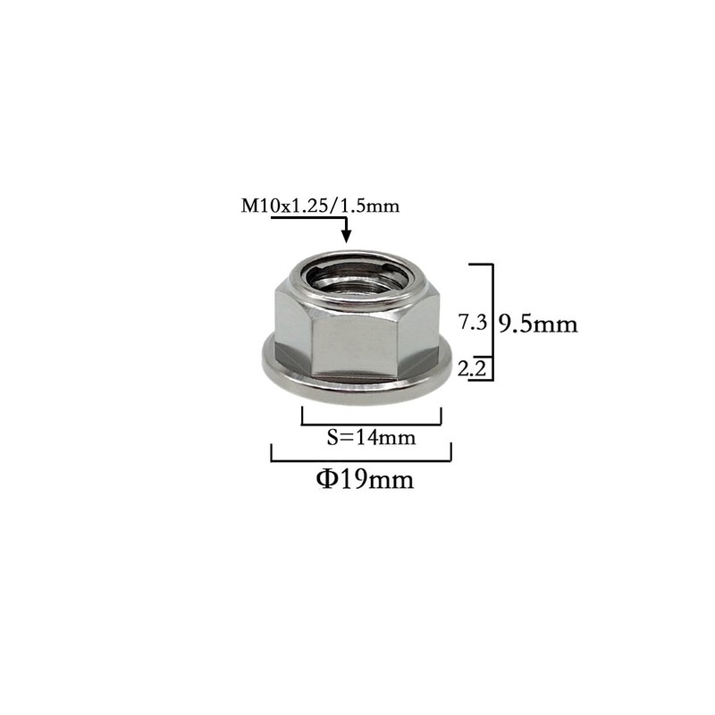 RISON Titanium Nut Titanium Flange Full Metal Lock Nut M10