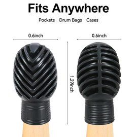 6 Pack Drumstick Dampeners for Silent Practice Drums Silicone Drumstick Tips Replace Your Drum Practice Pads & Protect Drumsticks Reduce the Noise of the Drumsticks Hitting the Drum Surface（Black）