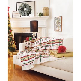 Mary Maxim Knit Holiday Plaid Blanket