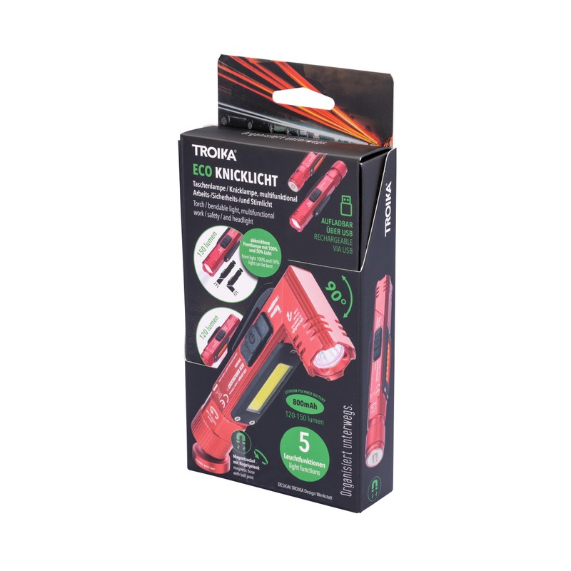 TROIKA Flashlight/Glow Torch, Multifunctional: Work/Safety and Headlamp - ECO Glow