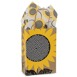 NW Sunflower Fields Paper Shopping Bags - Rose Size - 5 1/4 x 3 1/2 x 8 1/4in. - 25 Pack