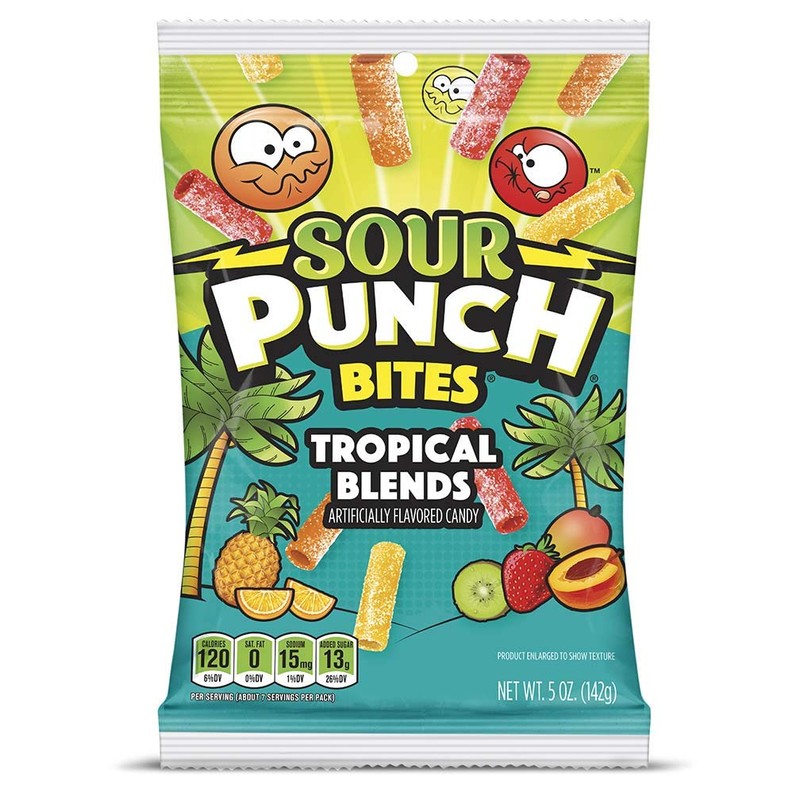 Sour Punch Bites, Tropical Fruit Flavors, Soft & Chewy Sour