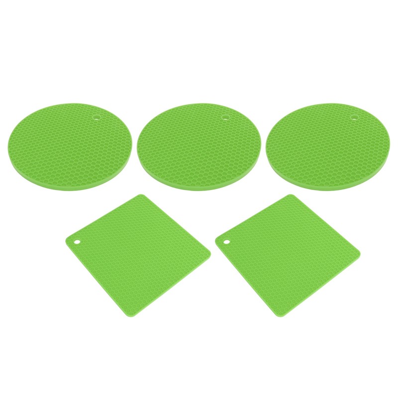 5Pcs Silicone Trivet Mat Square Round Honeycomb Hot Pad Non