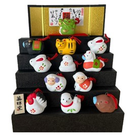 Yakushigama Chinese Zodiac Sign, Fukushi Fuku, Juju Zodiac Tiered Ornaments (Earthbells, Small)