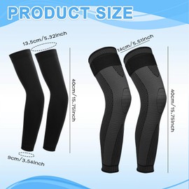 Sports Arm Warmers Children, Breathable Arm Warmers Summer, UV Sun Protection Compression Arm Warmers, Knee Brace Sports Bandage Men Women Long Legs Design Supportive Breathable 1 Pair Black