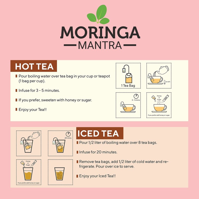 Moringa Mantra Moringa Lemon Ginger Herbal Tea 50 Dip Bags,