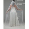 EllieWely Pearl Fingertip Length Wedding Bridal Veil Ivory 38inch